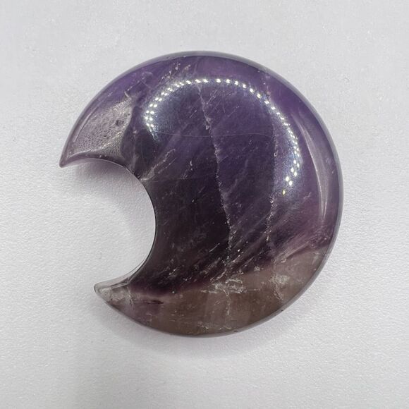 Amethyst Crystal Crescent Moon Carving Meditation Stone - Picture 2 of 10